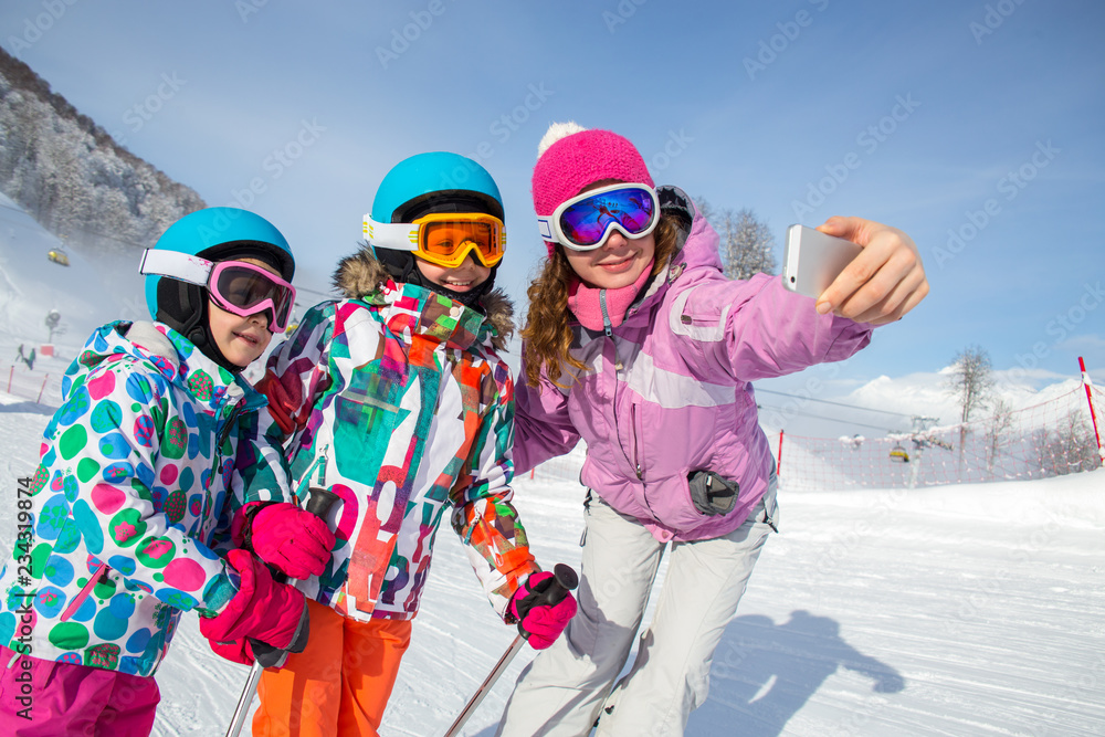family at the ski resort family at the ski resort