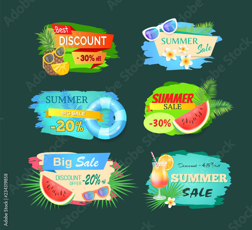 Summer Discount Sales Banner Vector Illustration