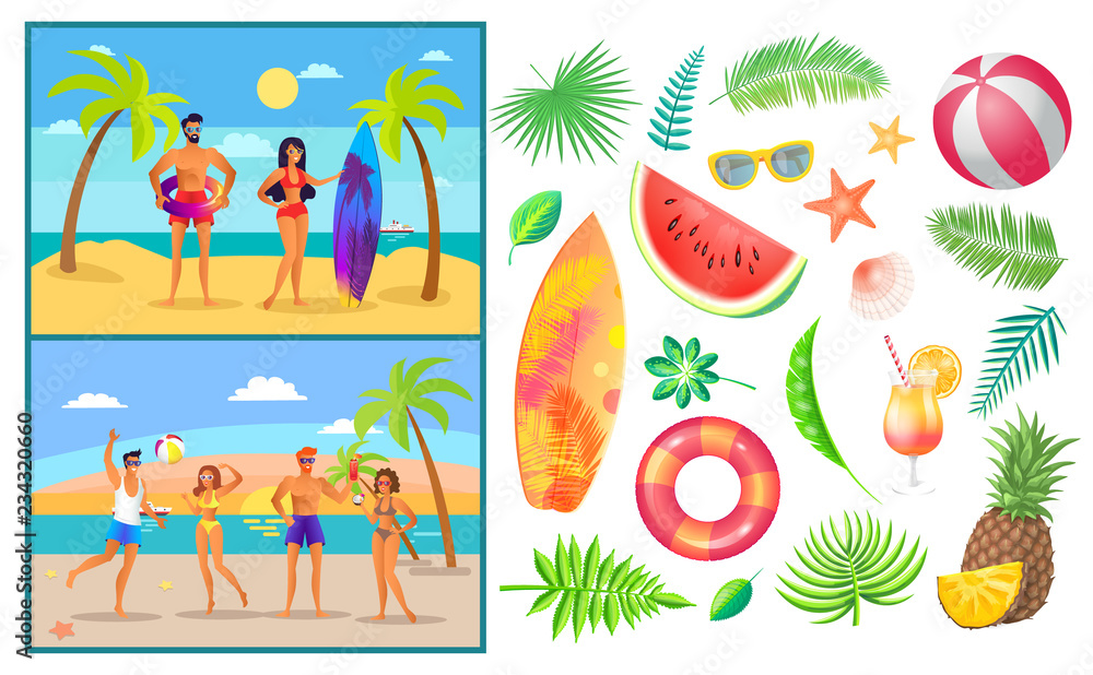 Summer People Man and Woman Vector Illustration