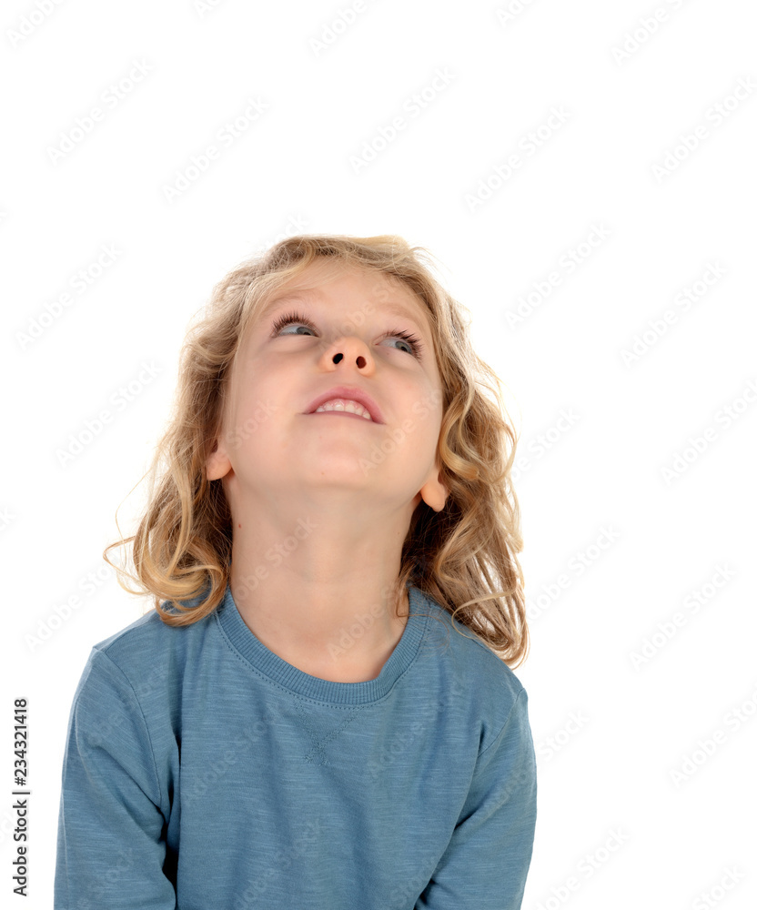 Small blond child imagining something Small blond child imagining something