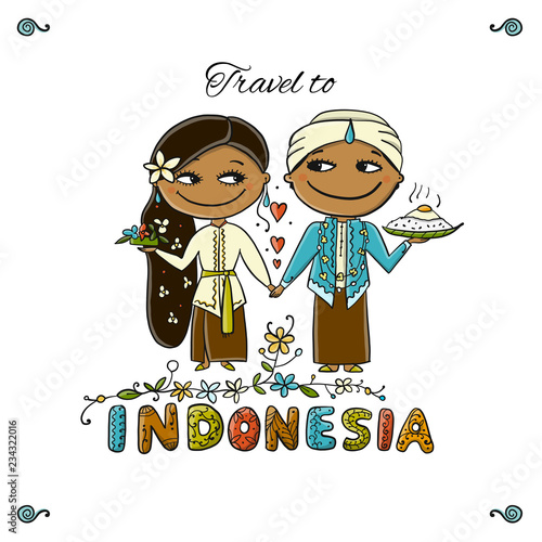 Travel to Indonesia. Greeting card for your design