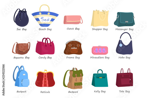 Bag for women set. Collection of handbag