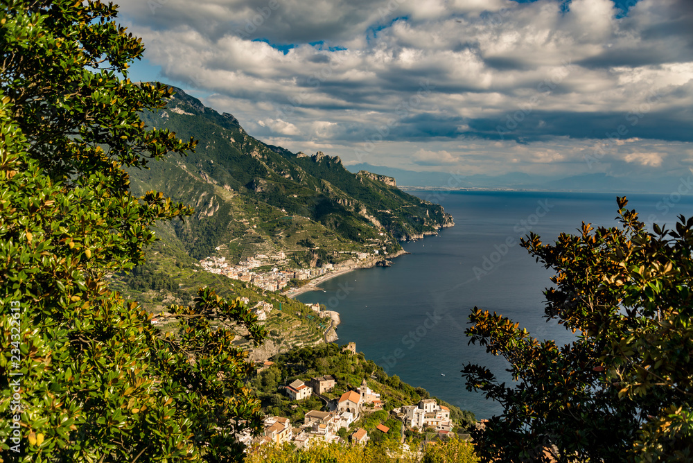 Amalfi coast, beautiful view of the cliff on the Mediterranean sea