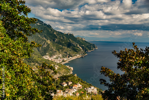Amalfi coast, beautiful view of the cliff on the Mediterranean sea