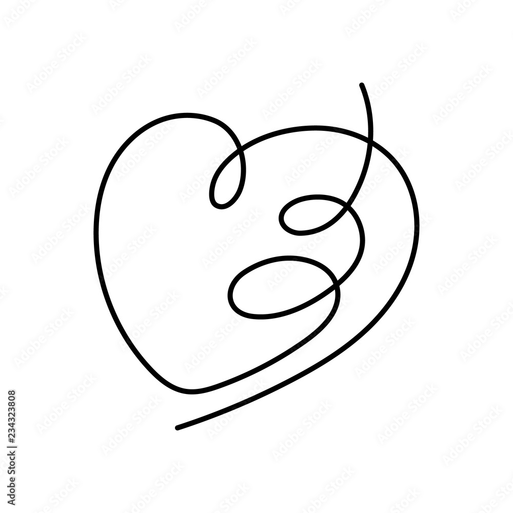 Heart continuous line drawing with editable stroke. Heart continuous line drawing with editable stroke.