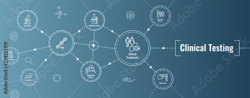 Medical Healthcare Icons w People Charting Disease or Scientific Discovery - Web Header Banner