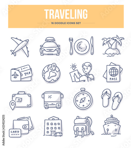 Traveling Doodle Icons