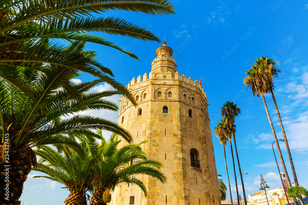 famous Torre del Oro in Seville, Spain
