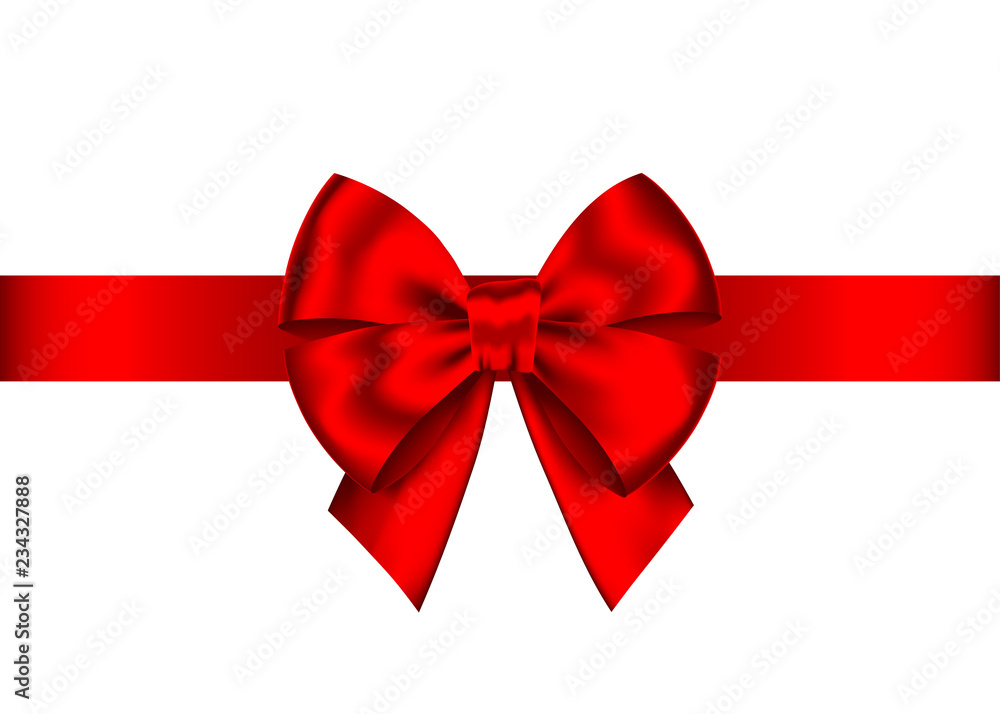 Red realistic gift bow with horizontal ribbon. Red realistic gift bow with horizontal ribbon.