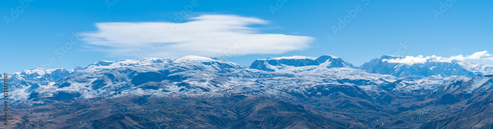 Panoramic view of a valley with snow capped mountains near Erzincan, Turkey Panoramic view of a valley with snow capped mountains near Erzincan, Turkey