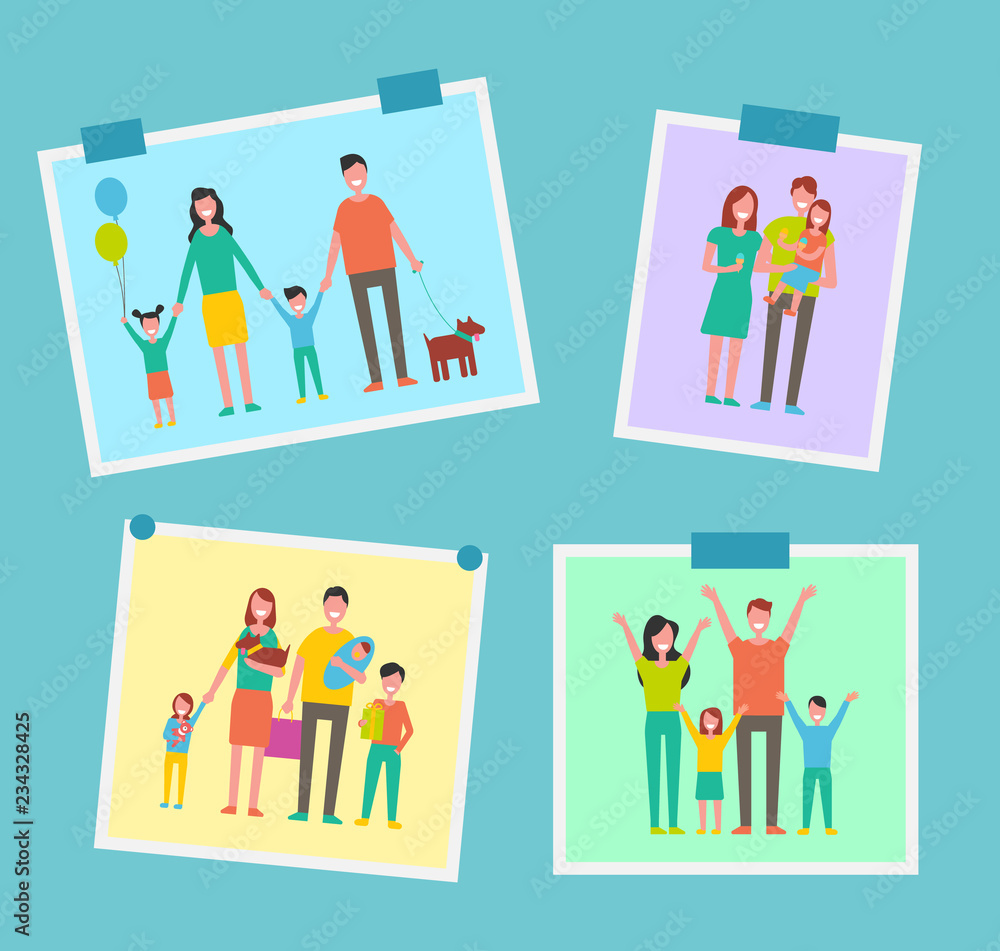 Family Happy People Pictures Vector Illustration Family Happy People Pictures Vector Illustration