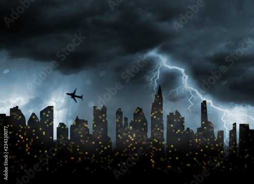 bad stormy weather in city