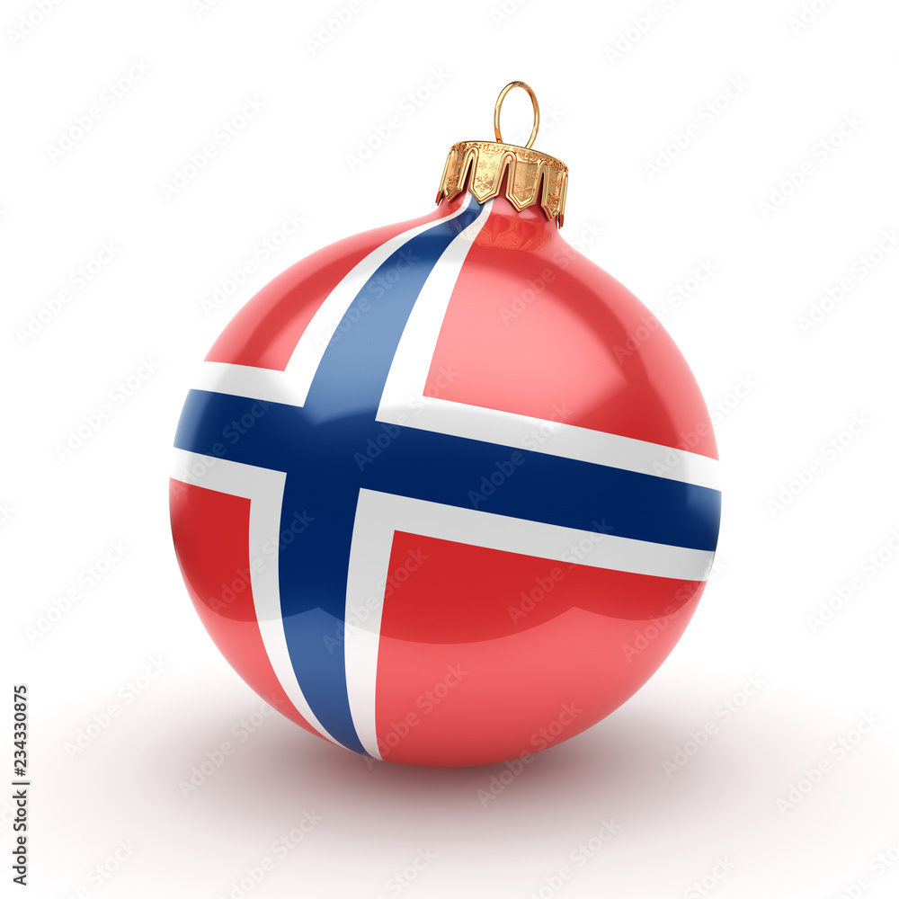 Obraz premium 3D rendering Christmas ball with the flag of Norway