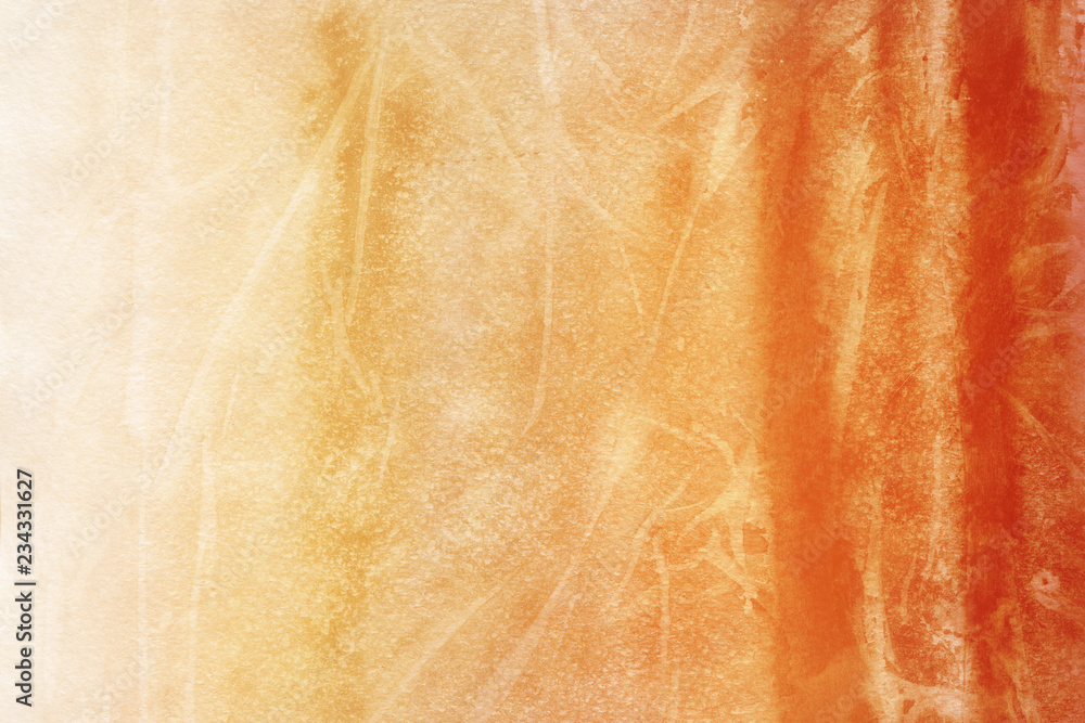 Fototapeta premium Autumn ink and watercolor textures on white paper background. Paint leaks and ombre effects. Hand painted abstract image.