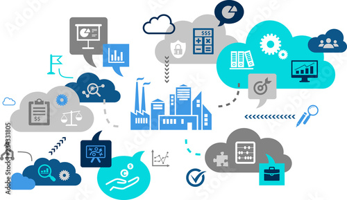 Business concept: auditing / financial reporting / tax / financial management – vector illustration