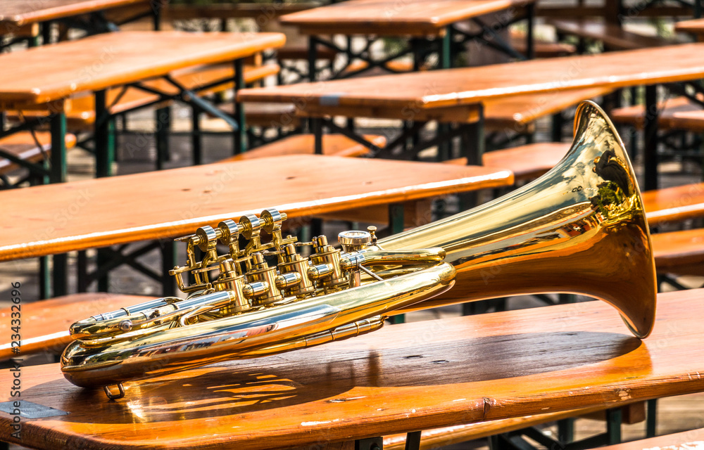 part of a typical bavarian brass instrument Stock Photo | Adobe Stock