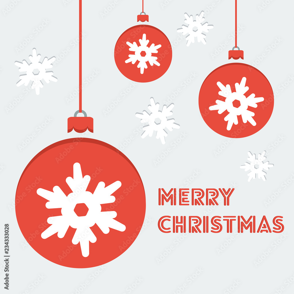 Vector poster with christmas balls in flat syle Vector poster with christmas balls in flat syle