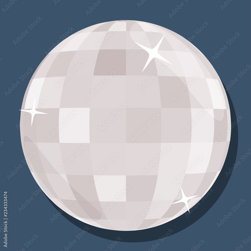 Vector silver disco ball in 'flat' style Stock Vector | Adobe Stock