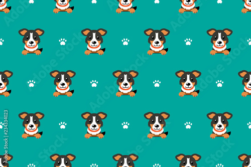 Vector cartoon character american shepherd dog seamless pattern
