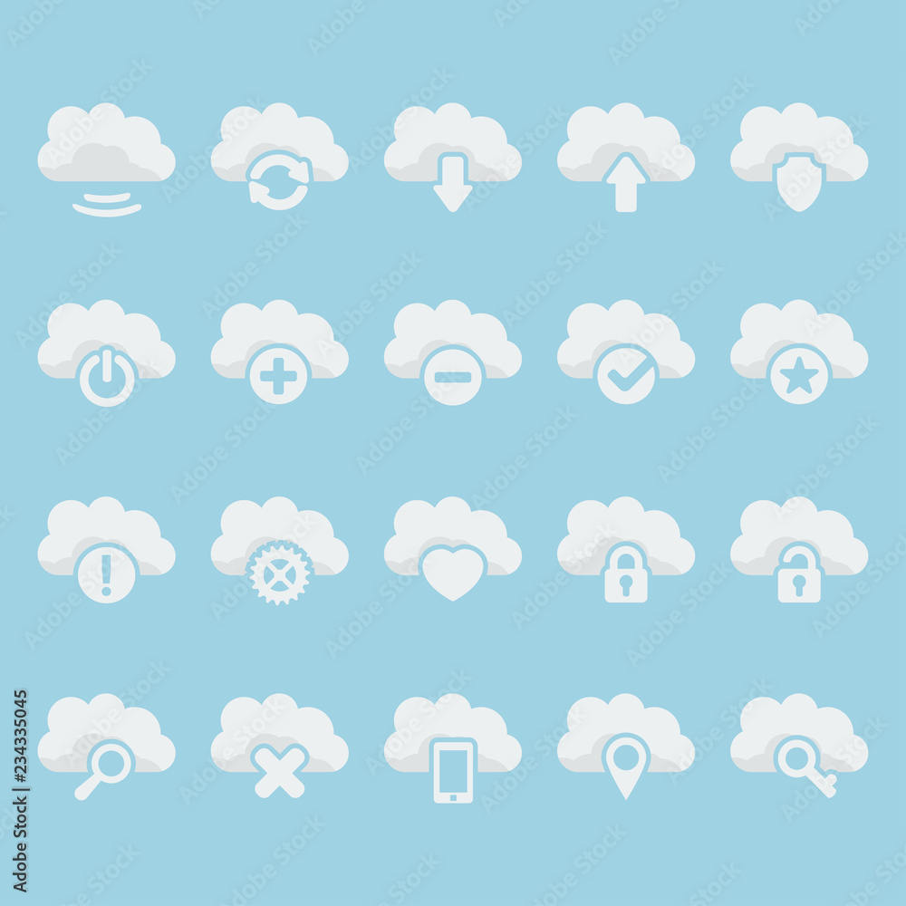 Vector isolated cloud icons set