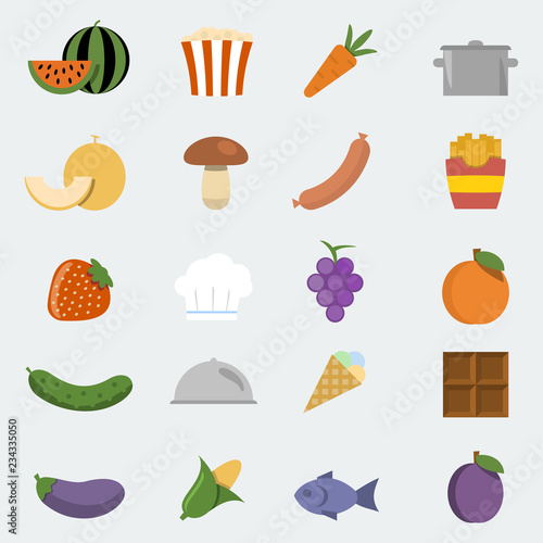 Vector food icons set in 'flat' style