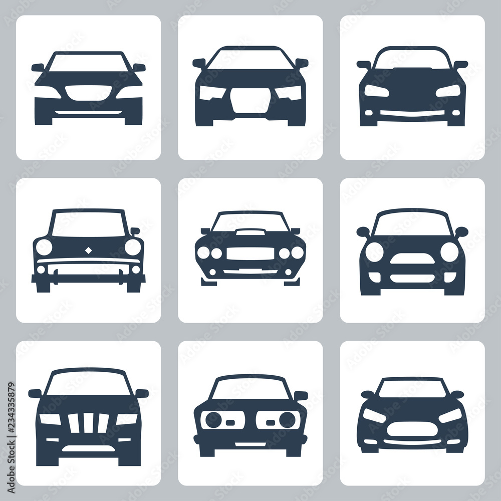 Vector isolated cars icons set Vector isolated cars icons set