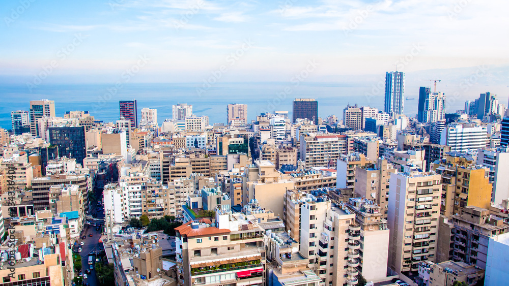 Obraz premium widok z lotu ptaka na Bejrut, Liban