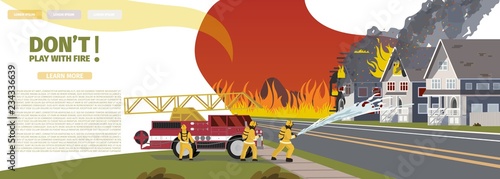 Vector Illustration Cartoon Fire Extinguishing