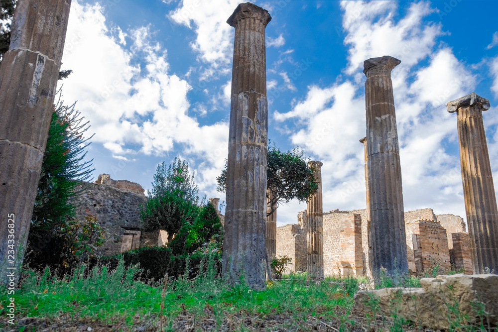 Roman Columns Among the ancient ruins in Pompeii