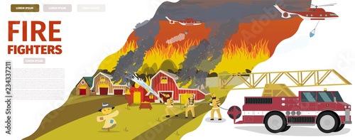 Vector Illustration Cartoon Fire Extinguishing