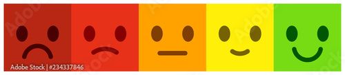 Leave feedback. Voting scale with colorful smileys buttons.