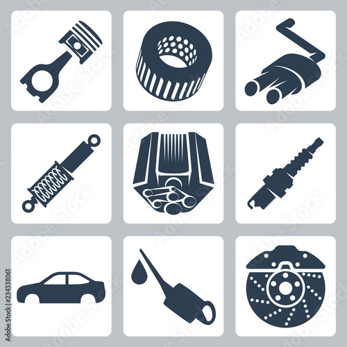 Vector car parts icons set