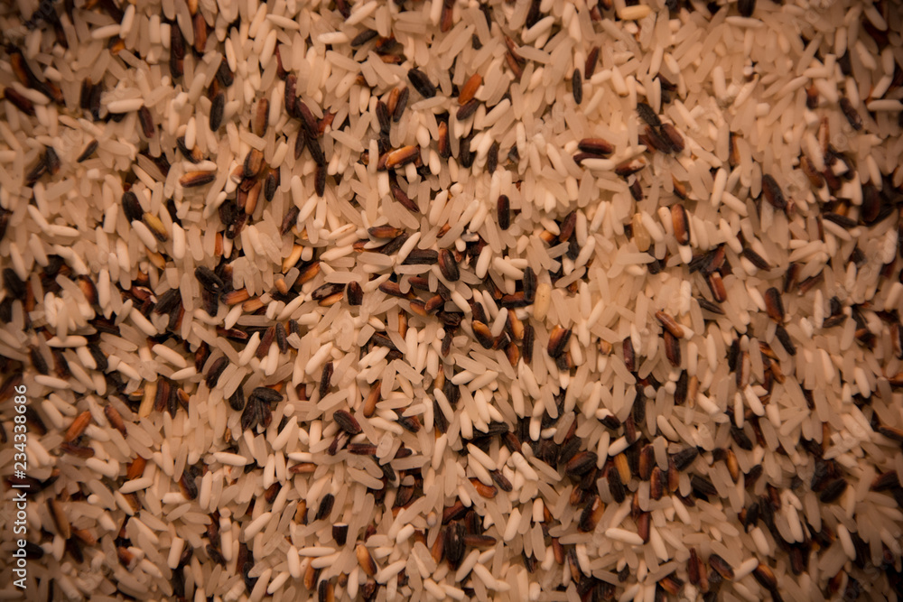 arroz salvaje o rojo, foto macro con textura aérea
