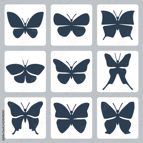 Vector isolated butterflies icons set