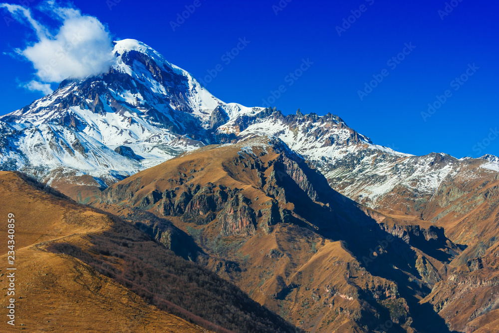Mount Kazbek, the third highest peak in Georgia