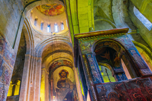 Interior of Svetitskhoveli Cathedral in Mtskheta, Georgia photo