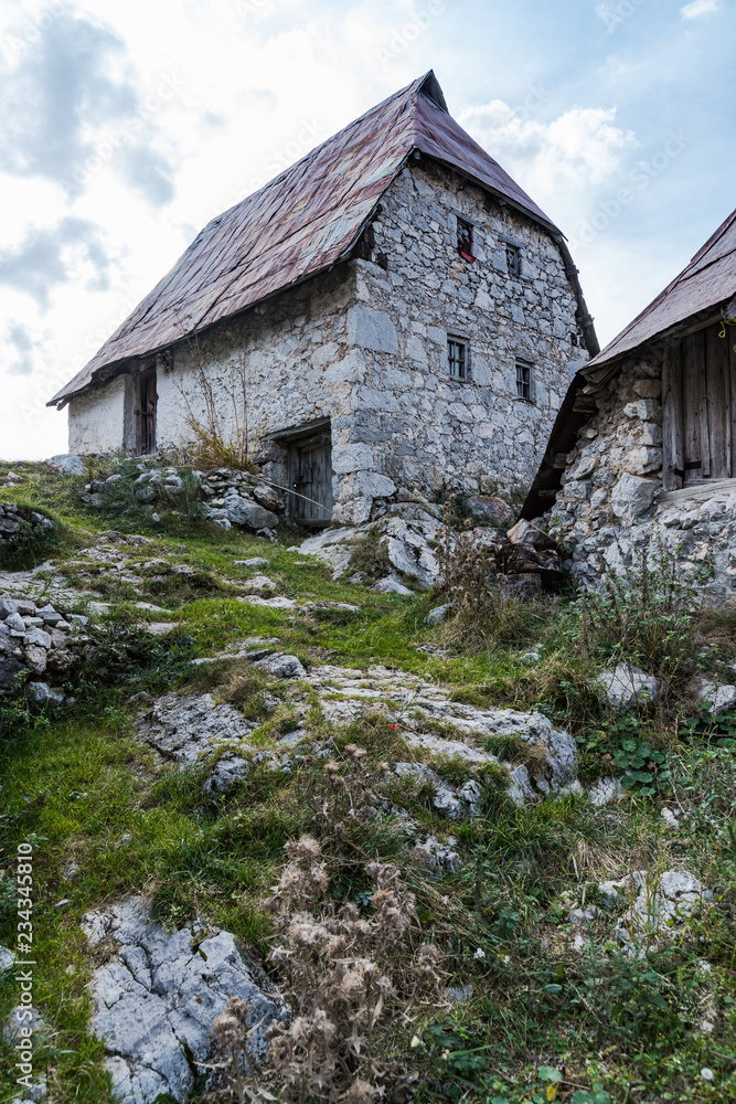 Stone houses in Lukomir, remote village in Bosnia