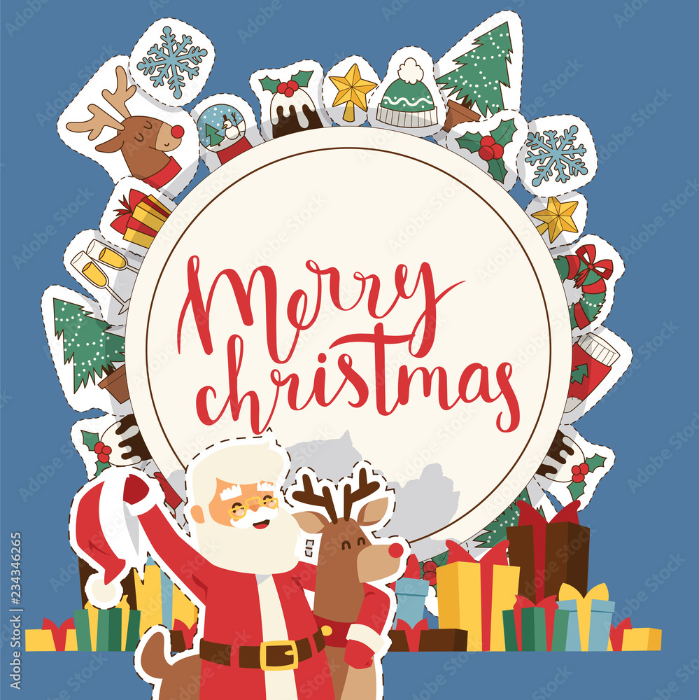Φωτογραφία Christmas 2019 Happy New Year greeting card Santa and happy kids children costum