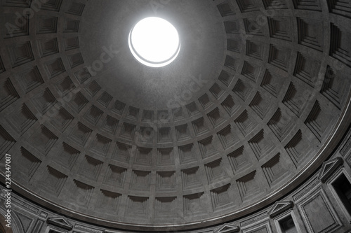 Rain comes through the oculus in the dome of the Pantheon in Rome
