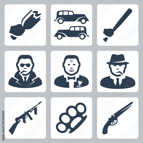 Vector isolated mafia icons set