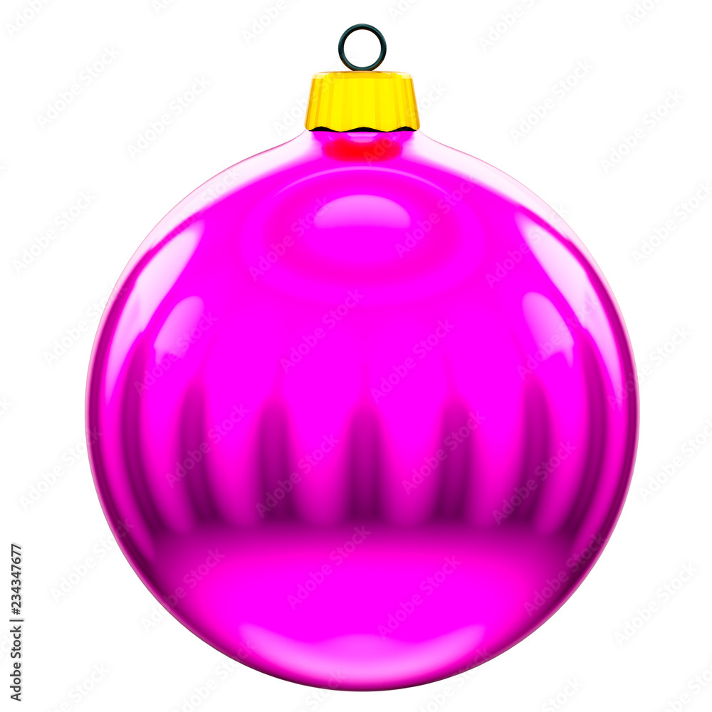 3d illustration of beautiful shiny magenta Christmas tree toy isolated on white background 3d illustration of beautiful shiny magenta Christmas tree toy isolated on white background