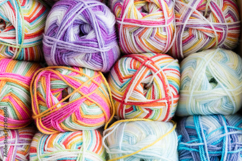 colorful wool balls of yarn