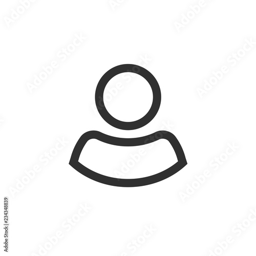 User icon vector, line outline person symbol isolated on white, profile silhouette pictogram or avatar, login or my account icon