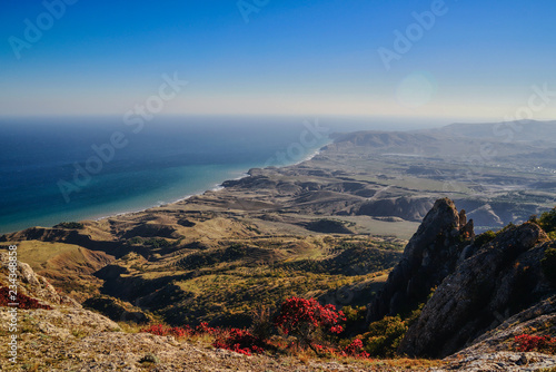 View from the mountains to the valley and the sea