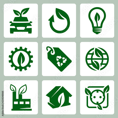 Vector ecology icons set