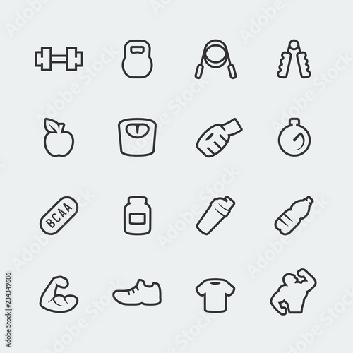 Vector fitness / bodybuilding mini icons set