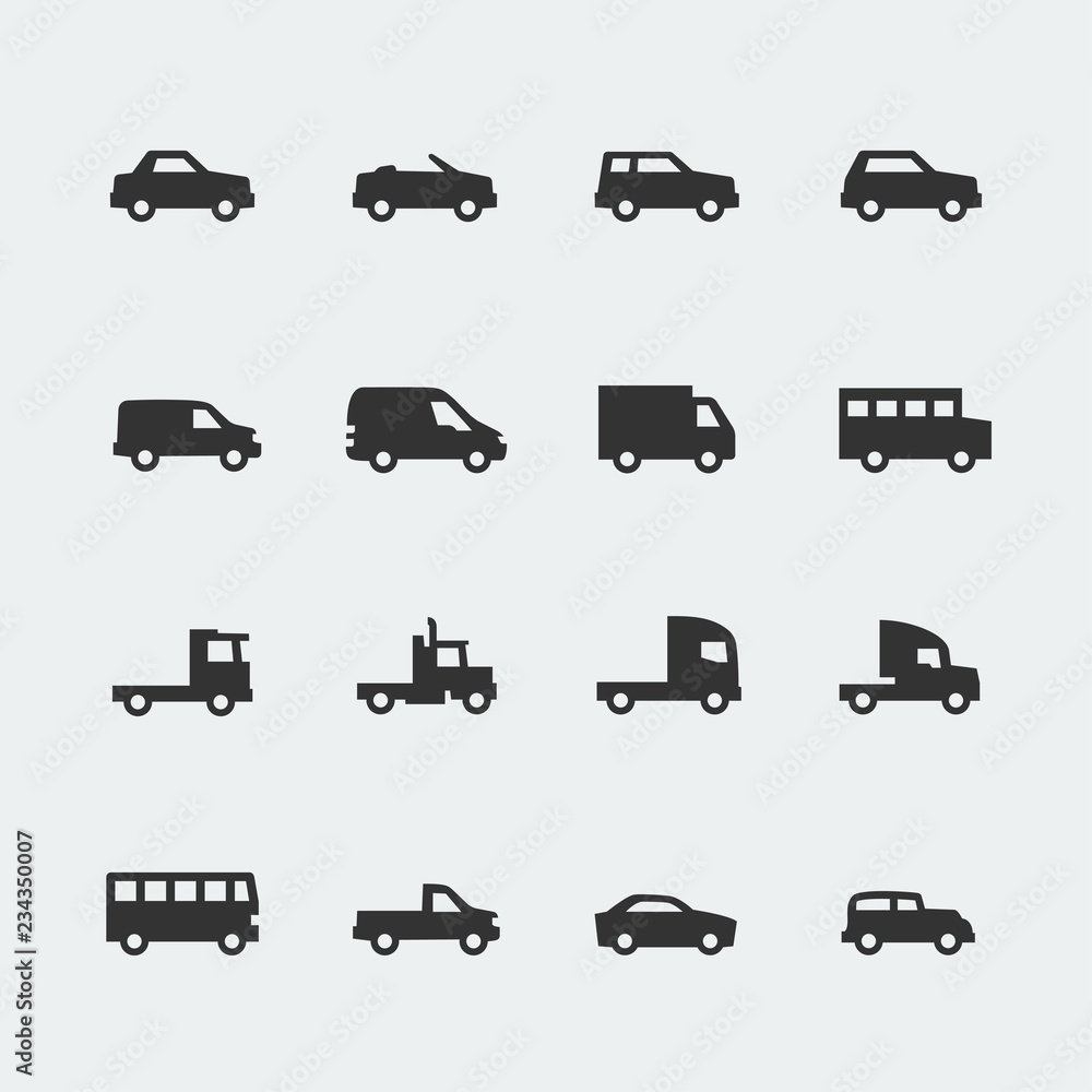 Vector cars / vehicles mini icons set