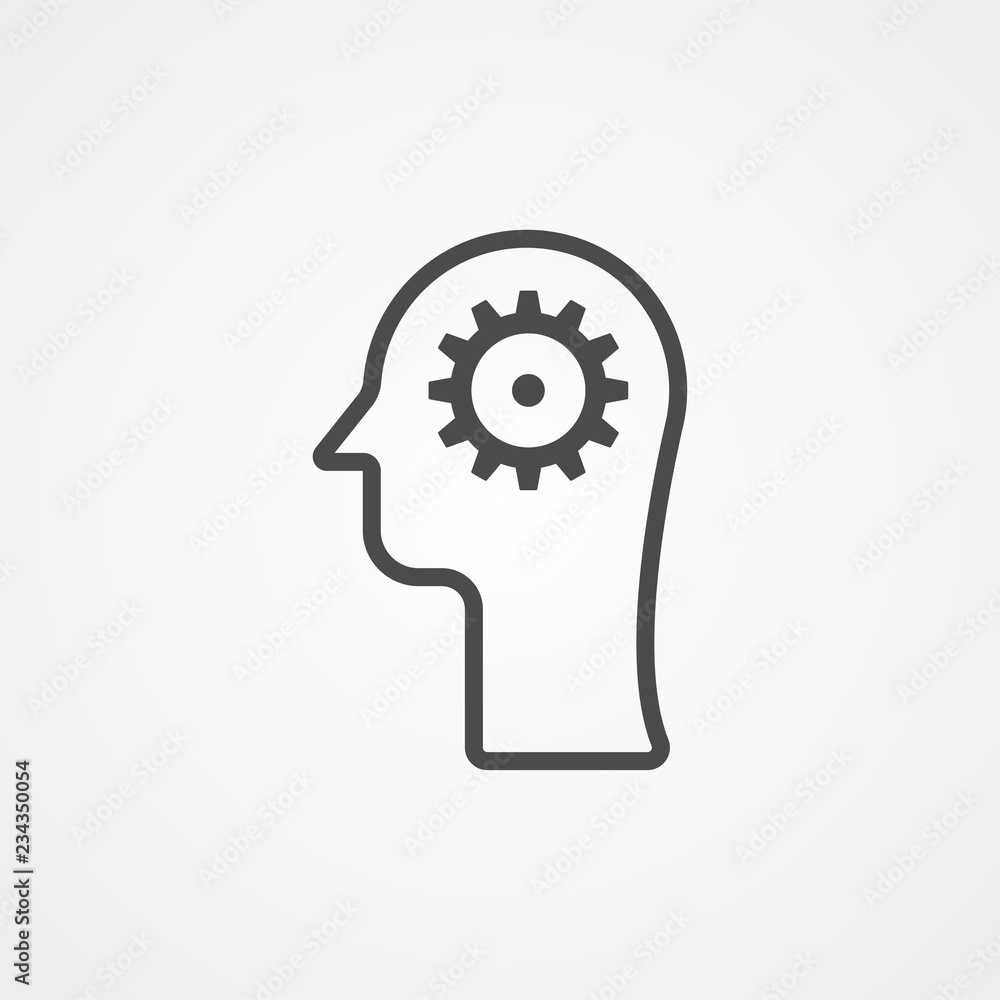 Head with settings vector icon sign symbol Head with settings vector icon sign symbol