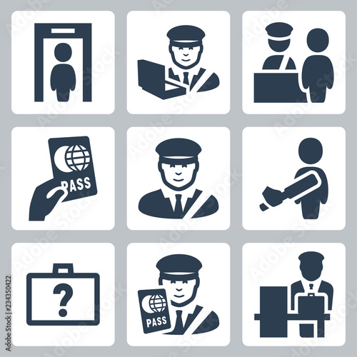 Customs vector icons set