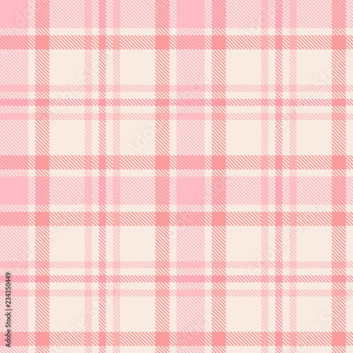 Seamless pink tartan plaid pattern. Checkered fabric texture background.